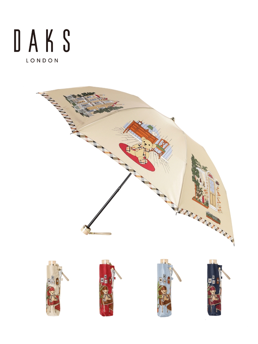 雨傘】 ダックス (DAKS) 街並み テディベア 折りたたみ傘 【公式ムーン 