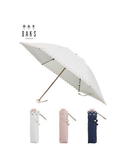 【日傘】ダックス (DAKS) ドット ふち刺繍 折りたたみ傘 【公式ムーンバット】 雨の日OK 一級遮光 遮熱 楽々開閉 日本製 UV 晴雨兼用
