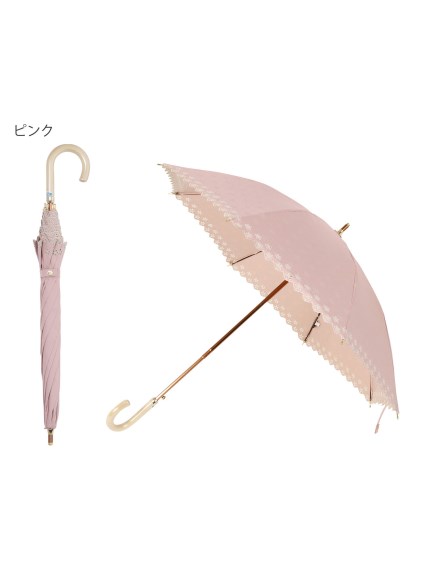 【日傘】ダックス (DAKS) ドット ふち刺繍 長傘 【公式ムーンバット】 雨の日OK スライド式 ジャンプ式 一級遮光 遮熱 日本製 UV 晴雨兼用
