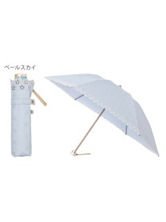 ダックス(DAKS)の【日傘】ダックス (DAKS) DDドット ボーラー刺繍【公式ムーンバット】  雨の日OK 一級遮光 遮光 遮熱 楽々開閉 日本製 UV 折りたたみ傘