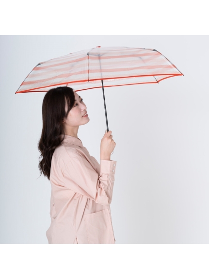 【雨傘】 エスタ (estaa) 透明 ボーダー 折りたたみ傘 【公式ムーンバット】 レディース UV ギフト 楽々開閉 軽量 晴雨兼用  グラスファイバー