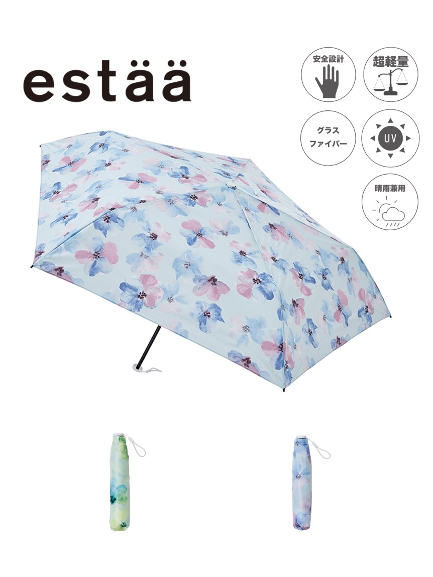 雨傘】 エスタ (estaa) 超軽量水彩 花柄 折りたたみ傘 レディース 