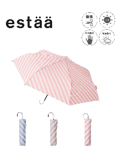 エスタ(estaa)の【雨傘】 エスタ (estaa) NICE TO USE ストライプ 折りたたみ傘 レディース 【公式ムーンバット】 晴雨兼用 UV 耐風傘 大寸 折りたたみ傘