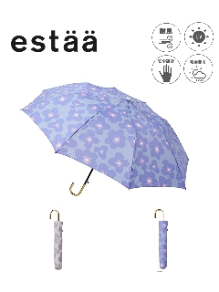 エスタ(estaa)の【雨傘】 エスタ (estaa) NICE TO USE 手描きフラワー 折りたたみ傘 レディース 【公式ムーンバット】 晴雨兼用 UV ジャンプ式 折りたたみ傘