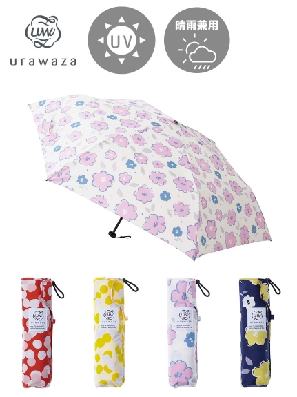 【3秒で折りたためる 雨傘】urawaza (ウラワザ) ポッピンフラワー ミディアム ドット 折りたたみ傘 【公式ムーンバット】 レディース 晴雨兼用 撥水 UV（雨傘/折りたたみ傘）の詳細画像