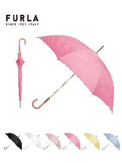 フルラ(FURLA)の【雨傘】 フルラ (FURLA) ドビー×ハートグリッター 長傘 【公式ムーンバット】 レディース ギフト 軽量 グラスファイバー 長傘