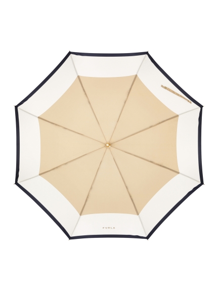 【雨傘】 フルラ (FURLA) カラーボーダー ロゴプリント 長傘 【公式ムーンバット】 レディース 手元チャーム 耐風傘 ジャンプ式 日本製  ギフト 軽量 グラスファイバー