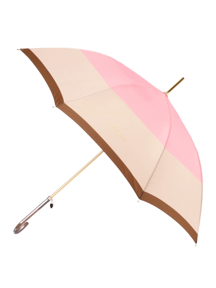 【雨傘】 フルラ (FURLA) カラーボーダー ロゴプリント 長傘 【公式ムーンバット】 レディース 手元チャーム 耐風傘 ジャンプ式 日本製 ギフト 軽量 グラスファイバー（雨傘/長傘）の詳細画像