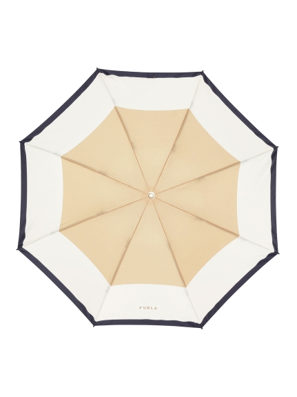 雨傘】 フルラ (FURLA) カラーボーダー ロゴプリント 折りたたみ傘 