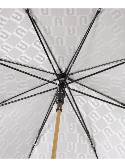 【雨傘】 フルラ (FURLA) ロゴジャガード 長傘 【公式ムーンバット】 レディース UV 耐風傘 ジャンプ式 日本製 手元チャーム ギフト 軽量  グラスファイバー