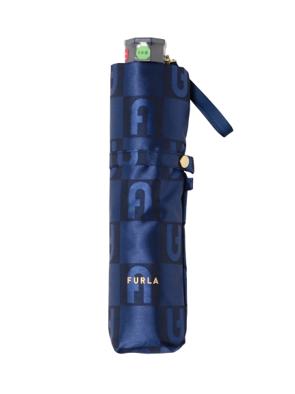 【雨傘】 フルラ (FURLA) ロゴ ジャカード 折りたたみ傘 【公式ムーンバット】 レディース UV 日本製 ギフト 軽量 グラスファイバー8本骨