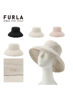 フルラ(FURLA)の【帽子】 フルラ （FURLA）プレーンエッジアップハット ロゴ刺繍【公式ムーンバット】 レディース 日本製 UV ウォッシャブル 広つば ハット