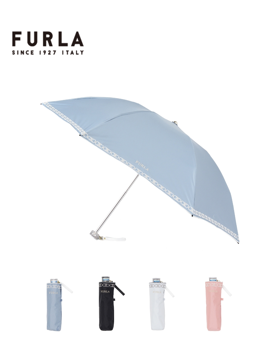 日傘】 フルラ(FURLA) 無地 刺繍 折りたたみ傘 【公式ムーンバット