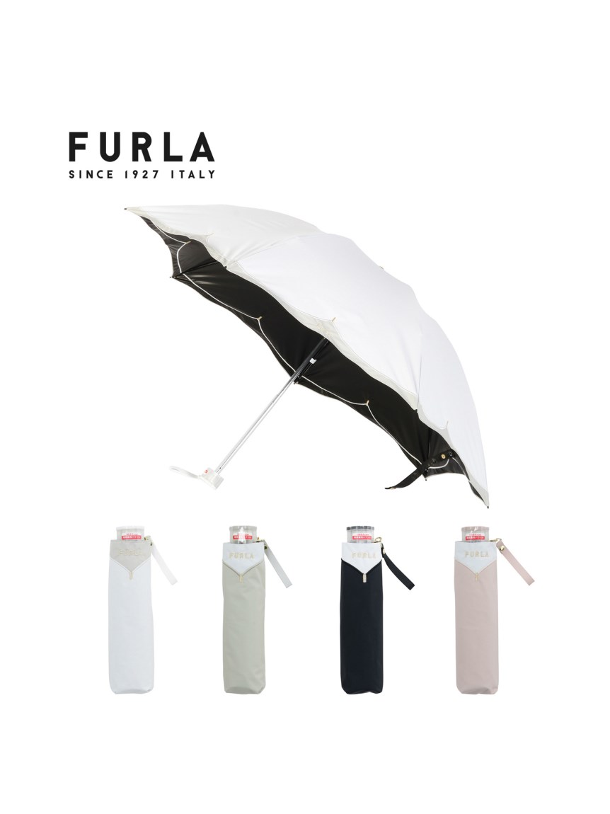 日傘】フルラ (FURLA) 無地 刺繍 バイカラー 折りたたみ傘 【公式 