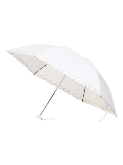 【日傘】フルラ (FURLA) ハート柄 折りたたみ傘 【公式ムーンバット】 雨の日OK 軽量 一級遮光 遮熱 UV 晴雨兼用