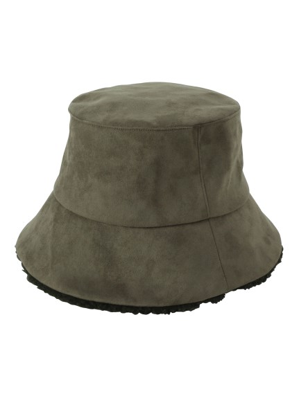 【帽子】フルラ (FURLA) ロゴ刺繍 ムートン調 ボア ハット 小つば 日本製 スエード調（帽子/ハット）の詳細画像