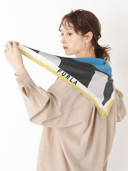 【スカーフ】フルラ (FURLA) シルク100％ ロゴ スクエアスカーフ SSネック