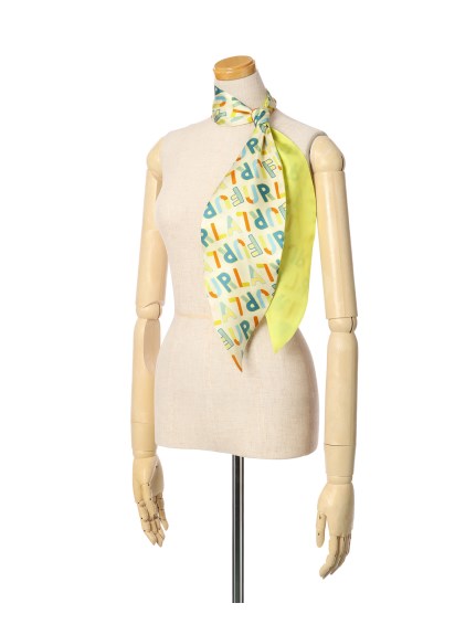 【スカーフ】フルラ (FURLA)シルク100％ ロゴ×無地 リバーシブル ナロースカーフ SSネック（ネックアイテム/スカーフ・バンダナ）の詳細画像