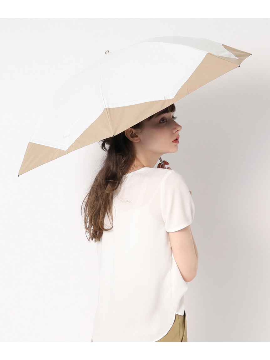 日傘】フルラ (FURLA) バイカラーカットワーク ロゴ刺繍 折りたたみ傘 