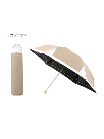 【日傘】フルラ (FURLA) カラーブロック ロゴ刺繍 フラワー 折りたたみ傘