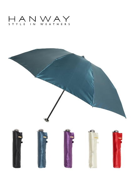 【雨傘】ハンウェイ (HANWAY) 折りたたみ傘 光沢 無地 リング付き 軽量 日本製