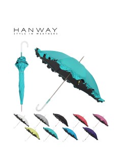 ハンウェイ(HANWAY)の【日傘】ハンウェイ (HANWAY) P.カルゼツイル フリル 　メイクアップカラー 長傘  オールウェザー   遮光　長傘   晴雨兼用 , UV , 日本製 , 長傘