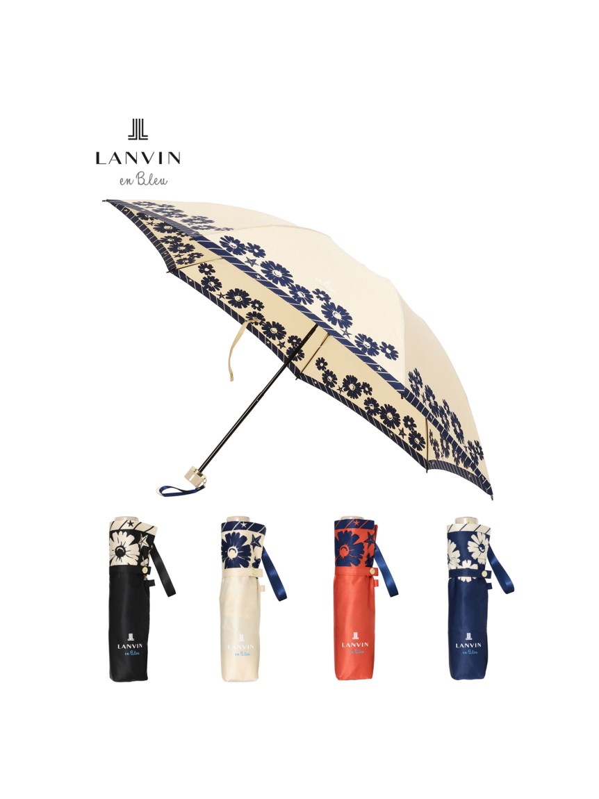 雨傘】ランバン オン ブルー (LANVIN en Bleu) 花柄 折りたたみ傘 