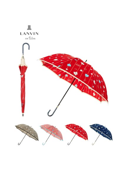 雨傘】ランバン オン ブルー (LANVIN en Bleu) 花柄 ストライプ 長傘 