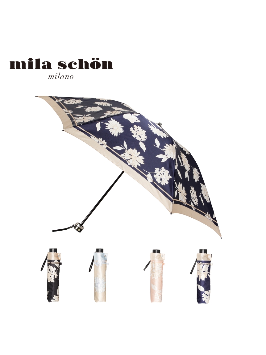 雨傘】 ミラショーン (milaschon) シルエットフラワー 折りたたみ傘 