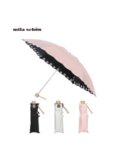 ミラ・ショーン(mila schon)の【日傘】ミラ・ショーン (mila schon) 花柄刺繍 折りたたみ傘 【公式ムーンバット】 レディース 遮光 遮熱 UV 晴雨兼用 折りたたみ傘