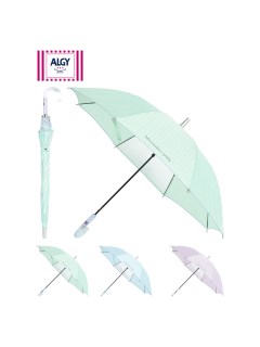 アザーブランド(OTHER BRAND)の【雨傘】アルジー(ALGY)  子供用 ストライプ 長傘 【公式ムーンバット】 晴雨兼用 軽量 ジャンプ式 UV 55cmは窓付 長傘
