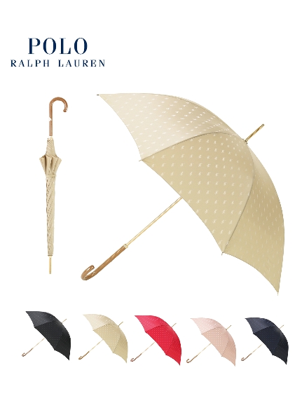 【雨傘】 ポロ ラルフ ローレン (POLO RALPH LAUREN)ロゴジャガード 長傘 【公式ムーンバット】 レディース 日本製 軽量  グラスファイバー ギフト
