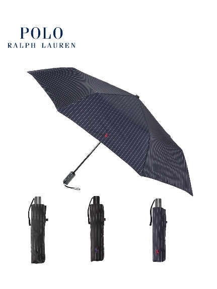 【雨傘】 ポロ ラルフ ローレン （POLO RALPH LAUREN） ストライプ 折りたたみ傘 【公式ムーンバット】 メンズ 自動開閉 軽量  ジャンプ式 グラスファイバー ギフト