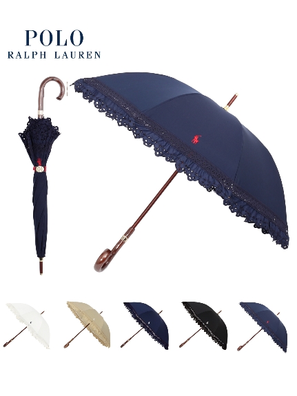 【日傘】ポロ　ラルフ　ローレン (POLO RALPH LAUREN) エンブフリル 長傘 【公式ムーンバット】 遮光 遮熱 UV 晴雨兼用