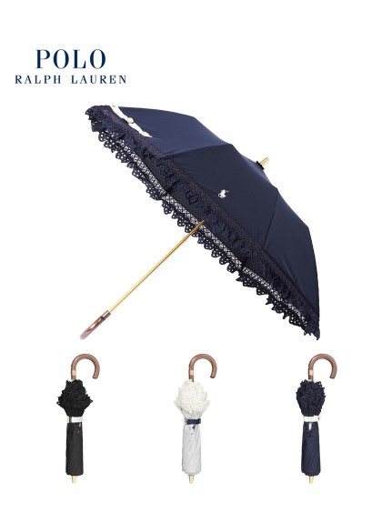 【日傘】ポロ　ラルフ　ローレン (POLO RALPH LAUREN) エンブフリル 折りたたみ傘 【公式ムーンバット】 遮光 遮熱 楽々開閉 UV  晴雨兼用