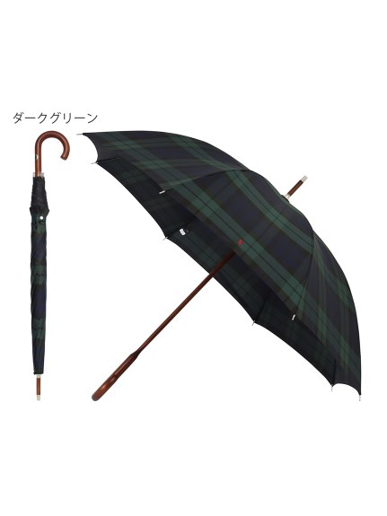 【雨傘】ポロ ラルフ ローレン(POLO RALPH LAUREN) ブラックウォッチ 長傘 メンズ 先染めチェック ツイル生地 ロゴワンポイント 木棒（雨傘/長傘）の詳細画像