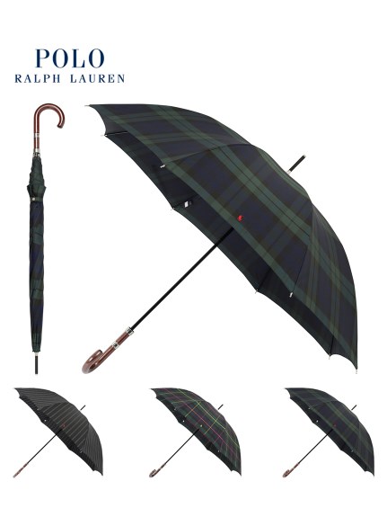 【雨傘】ポロ ラルフ ローレン(POLO RALPH LAUREN) チェック 長傘 メンズ 先染めチェック ツイル生地 ロゴワンポイント