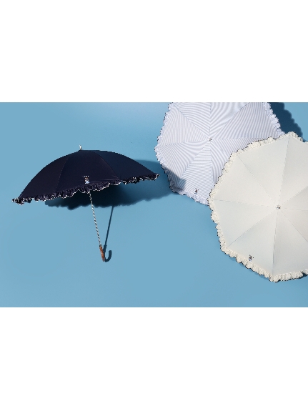 WEB限定【日傘】ポロ ラルフ ローレン (POLO RALPH LAUREN)ワンポイントポロベア刺繍×フリル 長傘 スライドショート式（日傘/長傘）の詳細画像