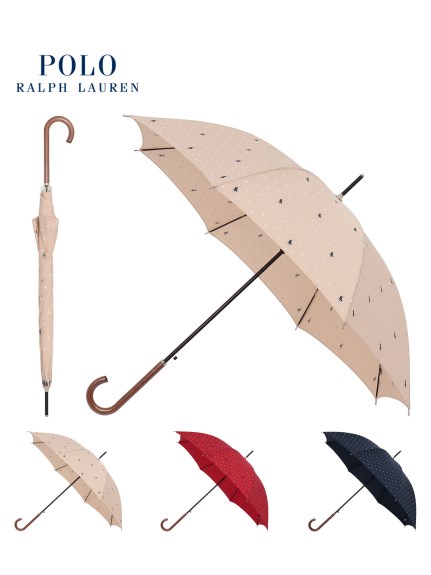 【雨傘】ポロ　ラルフ　ローレン (POLO RALPH LAUREN) ドット柄 長傘 【公式ムーンバット】 ジャンプ式｜POLO RALPH  LAUREN