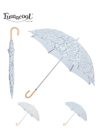 Fuwacool(フワクール)ホワイト カラープリント ショート 長傘