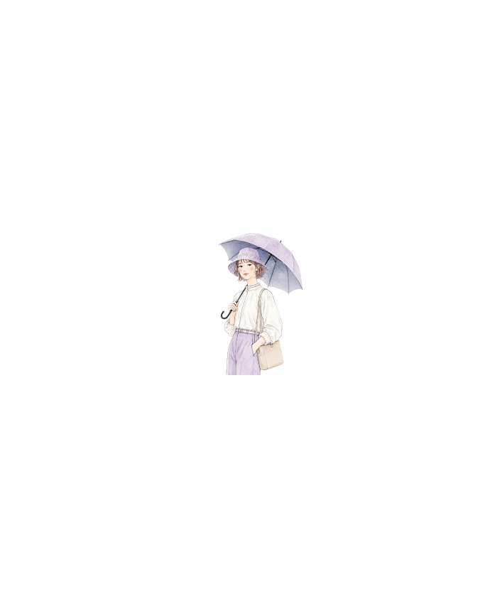 晴雨兼用の日傘をさす女性のイラスト